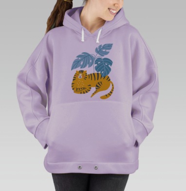 Тигра под монстерой, Hoodie Oversize Fiolet