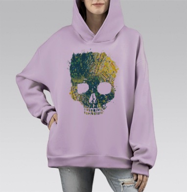 Токсичный череп, Hoodie Mono Fiolet, оверсайз, утепленная