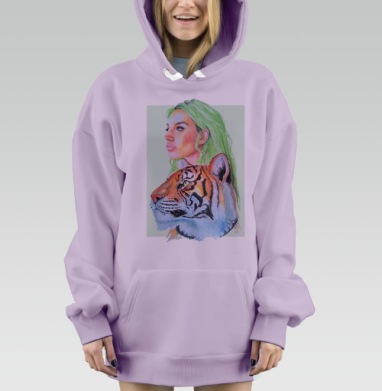ТОТЕМ ТИГР, Hoodie Mjhigh Dig Mel, Fiolet, утепленная