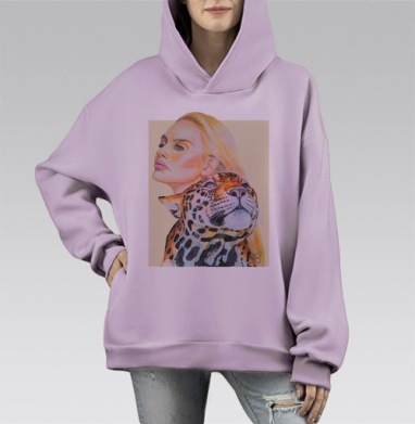 ТОТЕМ ЯГУАР, Hoodie Mono Fiolet, оверсайз, утепленная