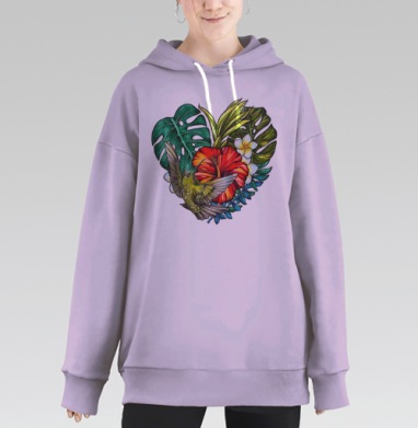 Тропическое сердце, Hoodie Long Oversize Fiolet