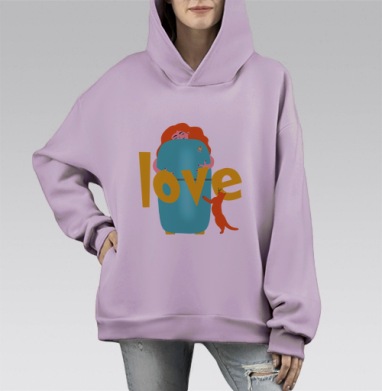 ТруЛав, Hoodie Mono Fiolet, оверсайз, утепленная