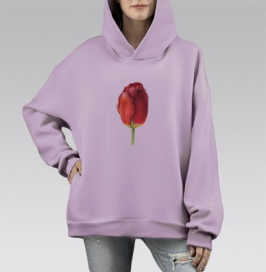 Тюльпан, Hoodie Mono Fiolet, оверсайз, утепленная