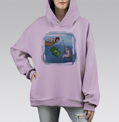 Удачной рыбалки, Hoodie Mono Fiolet, оверсайз, утепленная