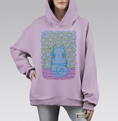 Улитка в облаках, Hoodie Mono Fiolet, оверсайз, утепленная