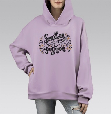 Улыбка всегда в моде, Hoodie Mono Fiolet, оверсайз, утепленная