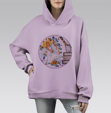 Ускользающая муза, Hoodie Mono Fiolet, оверсайз, утепленная