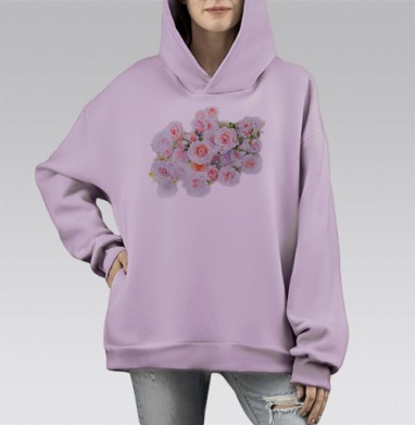 Утренний букет, Hoodie Mono Fiolet, оверсайз, утепленная