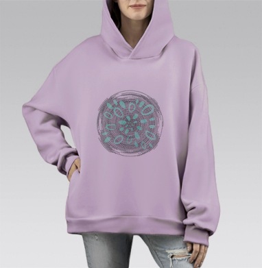 Узор, Hoodie Mono Fiolet, оверсайз, утепленная