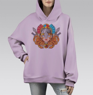 Валькирия, Hoodie Mono Fiolet, оверсайз, утепленная