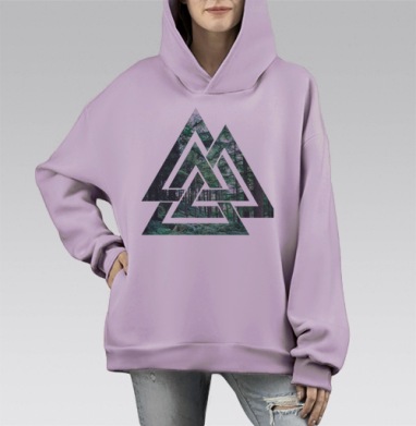Валькнут, Hoodie Mono Fiolet, оверсайз, утепленная
