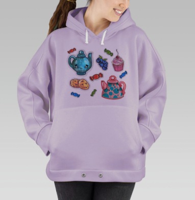 Веселое чаепитие с милыми сладостями и улыбками, Hoodie Oversize Fiolet