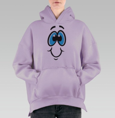 Веселое лицо с голубыми глазами улыбкой, Hoodie Oversize Fiolet, утепленная