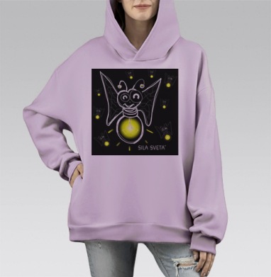 Веселые светлячки, Hoodie Mono Fiolet, оверсайз, утепленная