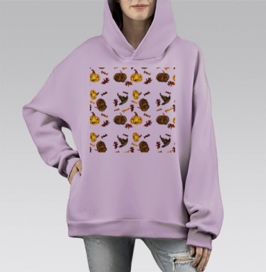 Веселые тыквы конфеты осенние листья Хэллоуин 31 октября 2019 года, Hoodie Mono Fiolet, оверсайз, утепленная
