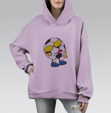 Веселый мяч, Hoodie Mono Fiolet, оверсайз, утепленная