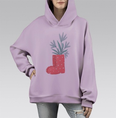 Весенний сапог, Hoodie Mono Fiolet, оверсайз, утепленная