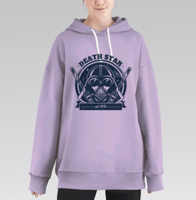 Винтажный символ космоса Death Star / Звезда Смерти дарт вейдер шлем, Hoodie Long Oversize Fiolet