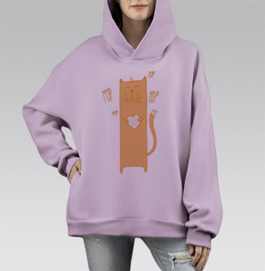 Влюбленный котофей, Hoodie Mono Fiolet, оверсайз, утепленная