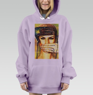 Внутренний космос девушка рука растекается, Hoodie Mjhigh Dig Mel, Fiolet, утепленная