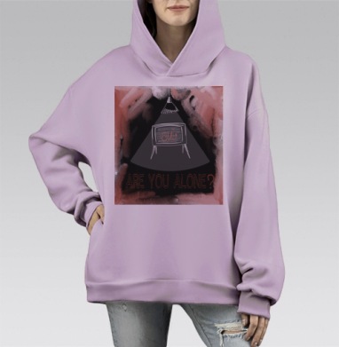 Вопрос одиночество телевизор свет лампа под напряжением, Hoodie Mono Fiolet, оверсайз, утепленная