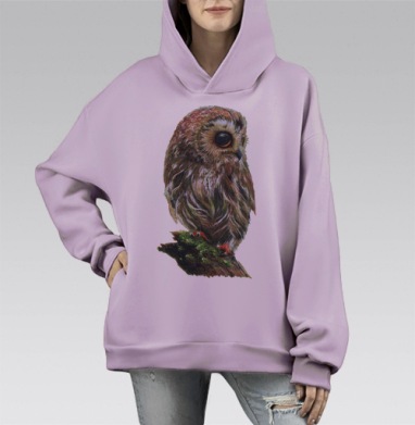Воробьиный сычик, Hoodie Mono Fiolet, оверсайз, утепленная