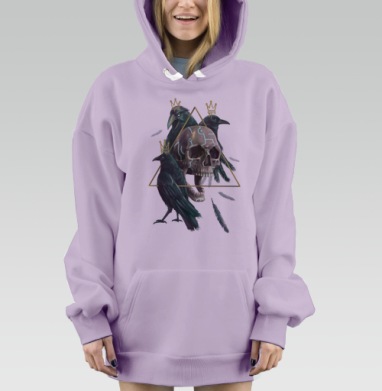 Вороны Короны Череп Фэнтези Мистика, Hoodie Mjhigh Dig Mel, Fiolet, утепленная