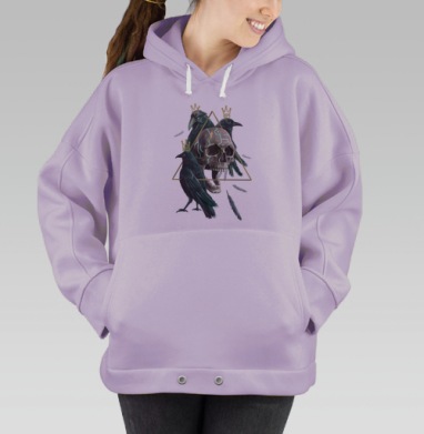 Вороны Короны Череп Фэнтези Мистика, Hoodie Oversize Fiolet