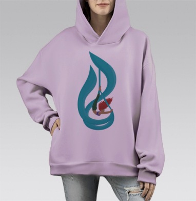 Воздушная русалка, Hoodie Mono Fiolet, оверсайз, утепленная
