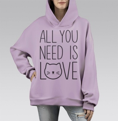 Все, что тебе нужно..., Hoodie Mono Fiolet, оверсайз, утепленная