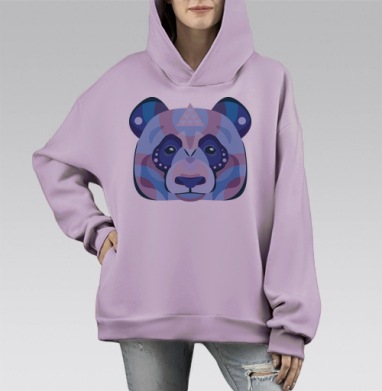 Вселенская панда, Hoodie Mono Fiolet, оверсайз, утепленная