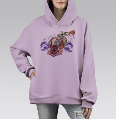 Вторая, Hoodie Mono Fiolet, оверсайз, утепленная