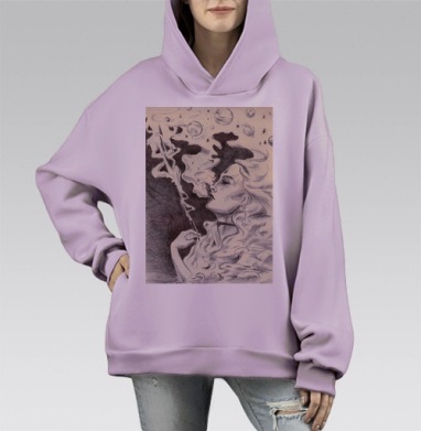 Выдох, Hoodie Mono Fiolet, оверсайз, утепленная