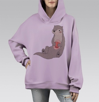 Выдрочка., Hoodie Mono Fiolet, оверсайз, утепленная