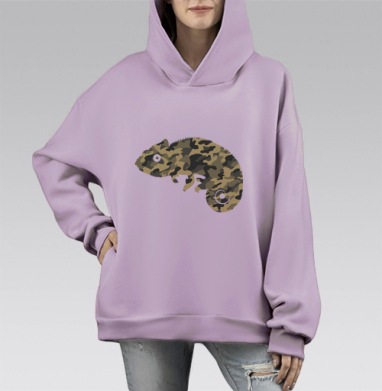 Хамуфляж, Hoodie Mono Fiolet, оверсайз, утепленная