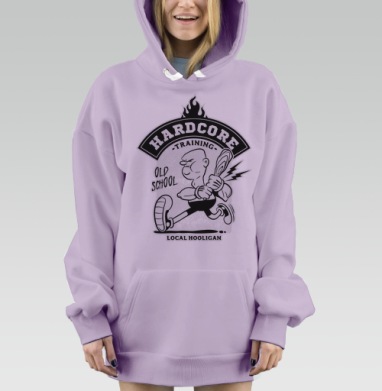 Хардкор тренинг персонаж с битой в движении local hooligan, Hoodie Mjhigh Dig Mel, Fiolet, утепленная