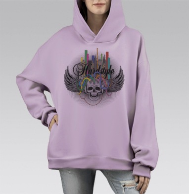 Хардстайл, Hoodie Mono Fiolet, оверсайз, утепленная