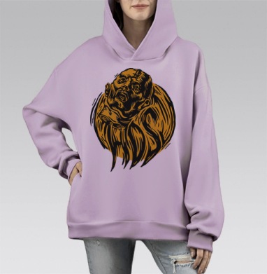 ХэдОффДаркСайд, Hoodie Mono Fiolet, оверсайз, утепленная