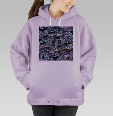 Холодные синие хризантемы абстрактный паттерн безшовный узор, Hoodie Oversize Fiolet