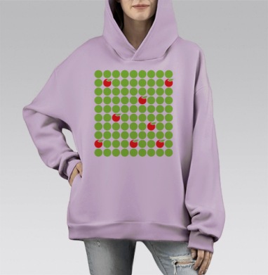 Яблочки Пятерочка, Hoodie Mono Fiolet, оверсайз, утепленная