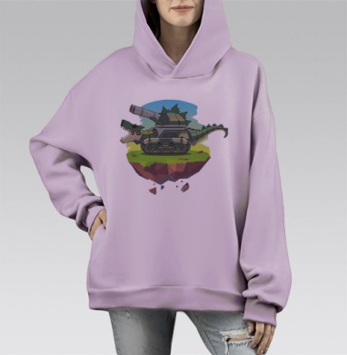 Японский монстр, Hoodie Mono Fiolet, оверсайз, утепленная