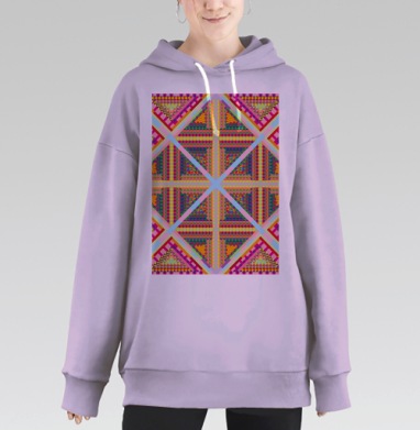 Яркая геометрия с абстрактным плетением живое и динамичное, Hoodie Long Oversize Fiolet