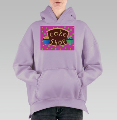 Яркая веселая кондитерская кексы радость, Hoodie Oversize Fiolet, утепленная