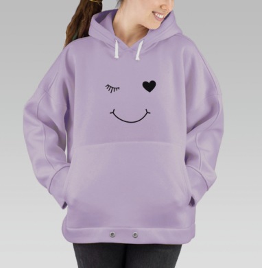 Яркие девушки подмигивают и улыбаются душа сердце улыбались, Hoodie Oversize Fiolet
