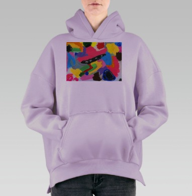 Яркие водовороты красок с символами сна на ярких водовороты красок, Hoodie Oversize Fiolet, утепленная