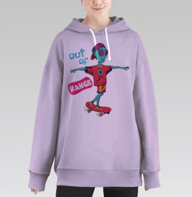 Яркий драгоценный пришелец балансирует на скейтборде вне диапазона, Hoodie Long Oversize Fiolet