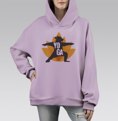 Йога медведь, Hoodie Mono Fiolet, оверсайз, утепленная