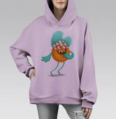Забавная печенька, Hoodie Mono Fiolet, оверсайз, утепленная