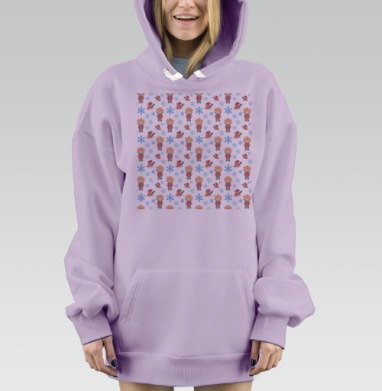 Забавные зайцы с букетом в зимних снежинках, Hoodie Mjhigh Dig Mel, Fiolet, утепленная