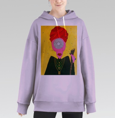 Загадочный духовный лидер в тюрбане и ожерелье, Hoodie Long Oversize Fiolet